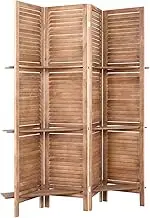 Artiss Room Divider, 4 Panel Folding Wooden Privacy Portable Screen Shelf Dividers Partition Wall Screens Home Pet Child Indoor Balcony Bedroom Furniture, Separator Water-Resistant Brown