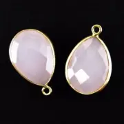 Bezel Gemstone Pendant - 13x18mm Faceted Pear Shape - Pink Chalcedony (2 Pcs)