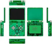 New RG35XXSP Red/Green Transparent Color Flip Retro Handheld Game Console 3.5inch IPS Screen Clamshell Portable Console, Include 64GB TF System Card (Green Transparent)