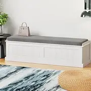 Artiss Storage Ottoman Blanket Box Bench 140cm Fluted Faux Linen Seat Chest Grey