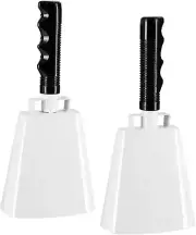 2 Pack 9.5-Inch Cowbells for Sporting Events, Percussion Noise Makers with Handl