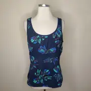 Old Navy Floral Tank Top Women's XL Built-In Bra Stretch Cotton NWT
