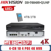 Hikvision NVR Recorder 4K 4CH POE H.265+ DS-7604NI-Q1/4P For Security Camera+HDD