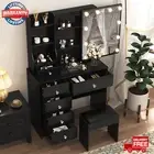 Morden Dressing Table with stool Set Vanity Desk + 6 Storage Drawers LED Mirror