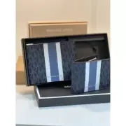 NWB Michael Kors Bifold Wallet Set Black Navy White 36H1LGFF1B $178 Gift Bag F