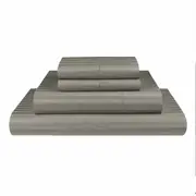 Grey 1000TC Microfiber Stripe Single KS Double Queen King Fitted Flat Sheet Set