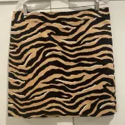 Talbots Skirt Petite 12P Tan Black Animal Print Zebra A-Line Preppy Classic NWT