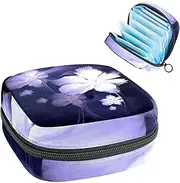 Period Bag,Sanitary Napkin Storage Bag,Flowers Abstract Purple Pattern,Tampon Bag for Purse