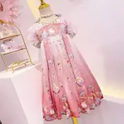 Girls Chiffon Dress Children Fairy Ancient Hanfu Embroidery Tang Suit Cosplay