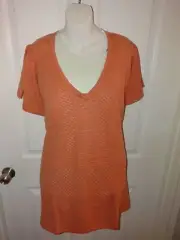 Torrid V-Neck Flutter Soft Summer Orange Short Sleeve Sweater Plus Size 30 NWT