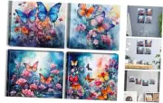 Blue Butterfly Canvas Wall Art Colorful Flower Pictures Abstract Butterfly