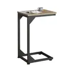 C-Shaped End Table, Small Side Table for Couch, Sofa Table with Metal Frame T...