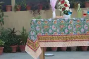 Vintage Block Print Tablecloth Cotton Handmade Tablecloth Boho Tablecloth