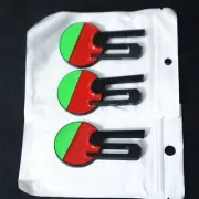 3x Matte Black S Green Metal Decal Emblem Sticker Badge Bumper Turbo Convertible (for: Ferrari)