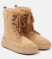 [Moon Boot] Moon Boot Ltrack suede-trimmed combat boots UK 4 beige
