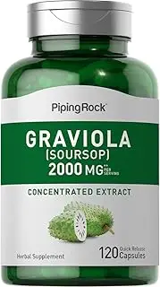 Graviola Soursop | 2000 mg (per serving) | 120 Quick Release Capsules | Non-GMO, Gluten Free | By Piping Rock