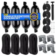 Boat Fenders Complete Set, Black 4.5"x16", Includes Dock Lines and Fender Clip