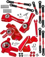 RCHuiWow RC Upgrades Part for 1/10 Slash 4x4 (VXL)/Stampede 4x4 (VXL),Caster Block,Steering Blocks,Rear Stub Axle Carriers,Turnbuckles Camber Link,Red