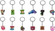 24Pcs Mine-Craft Key Rings for Kids Cute Anime Key Chains for Birthday Party Fav