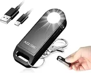 Brinyte A02 Mini EDC Keychain Flashlight Rechargeable USB-C LED Key Chain Light 125 Lumens Bright Tiny Flat Pocket Keyring Torch for Camping Hiking Dog Walking Emergency Home Power Outage