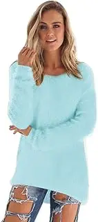 [LEMON GIRL] Women's Fashionable Long Sleeve Pullovers Loose Fluffy Fuzzy Jumper Sweater