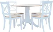 5 Piece Dining Set Solid Rubber Wood White and Brown,Modern and Durable Rubberwood Dining Table and Chairs Set for Dining Room or Kitchen Furniture Sets