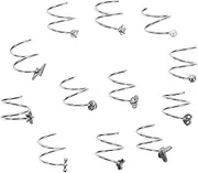 SHERCHPRY Stylish Double Nose Ring Set 12pcs Metal Spiral Nose Rings Earrings for Women Easy to Wear Jewelry