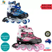 KASA Kids Inline Skates Roller Blades Adjustable Light Up Boots Children Teen