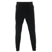 FIL Mens Unisex Fleece Jogger Track Pants Black Zipped Pockets Cuffed Trousers