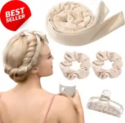 Heatless Hair Curler Natural Wave Rod Headband No Heat Sleep Curls Light Tan