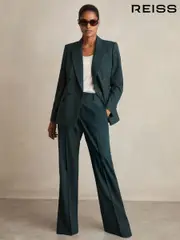 Reiss Green Jade Wool-Blend Wide-Leg Suit Trousers (F85169) | $350