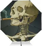 [PDZRMY] Skeleton Black Funny UV Protection Travel Umbrella Compact for Rain and Sun - Auto Open and Close UPF 50+ Windproof Portable 46” Sun Umbrella for Women and Men