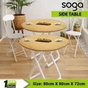 SOGA 2X 80cm Modern Round Table Wood Color with White Legs for Home Décor