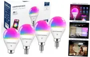 E12 Smart Light Bulbs 50W Equivalent, WiFi G16 1/2 RGBCW Candelabra Ceiling