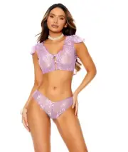 Elegant Moments EM-30071 Lace cami set, top with pearl button closure,