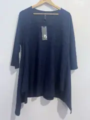 Taking Shape NWT Sz S Navy Textured Poly 3/4 Sl Draped Tunic Top