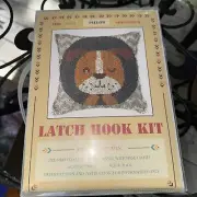 NIP Latch Hook Kit Brown & White Puppy Dog Yarn, Cloth, Hook, Pattern 16 X 16