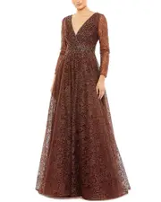 Mac Duggal Embellished Illusion A-Line Gown