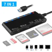 USB 3.0 Memory Card Reader SD Micro SD CF TF MS XD 7-In-1 Adapter Hub A