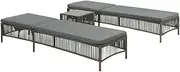 Grey Rattan Sunloungers 2 Pcs Set, Outdoor Patio Chair Folding Recliner with Table for Beach, Lawn or Camping - Adjustable Lounge Gravity