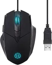 INPHIC Wired Computer Mouse Black Large USB Desktop Game Mice for Mac,DELL,HP PC/Laptop with Windows/XP Vista/, 6 Buttons 4 Adjustable DPI Levels, Breathing LED Light