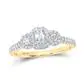 10k Yellow Gold Emerald Diamond 3-stone Bridal Engagement Ring 1/2 Cttw