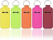 Teaaha 5PCS Chapstick Holder Key Chain Cute Lip Balm Holder Keychain Clip on Lipstick Lip Gloss Keychain Sleeve Holder