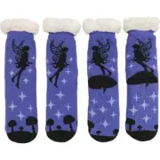 Socks Fairy In Night Sky Blue Sherpa Lined Socks Cozy Moments Christmas Gift Hot