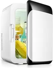 10L Mini Fridge for Bedroom Under Counter Fridge Freezer Food Heater Beverage Cooler Portable Compact Personal Refrigerator Quiet with Carry Handle for Small Space Office, Home, Car AC+DC (Color : Bl