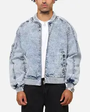 [SAINT MORTA] Saint Morta Flight Denim Jacket Blue Stonewash - Size XL XL Blue Stonewash