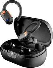 Push ANC Active Wireless Earbuds, Bluetooth Headphones, Noise Cancelling, 58 Hours Battery, Secure-Fit Over-Ear Hanger, Sweat and Waterproof, Microphone for iPhone Android - Black/Orange
