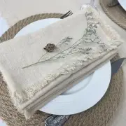 Handmade Cloth Napkins Set of 4, 100% Cotton Napkins, with Fringe, Delicate Napk