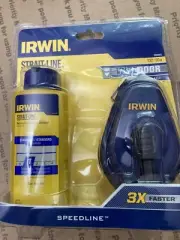 IRWIN STRAIT-LINE 1932883 Speedline 100 Ft Chalk Reel & 4oz Chalk, Blue - NIP