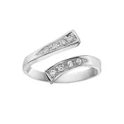 10K White Gold CZ Cubic Zirconium Crossover Adjustable Ring or Toe Ring